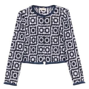 RAMY BROOK Current Style Anacapri Daniella Crochet Jacket in Spring Navy EUC